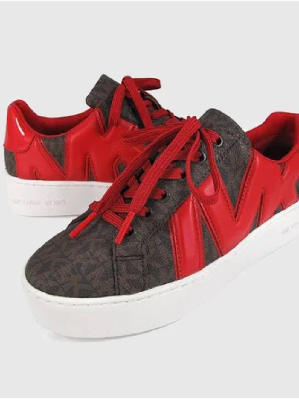 Michael Kors Brown Logo Sneaker with Red Accents Size 7